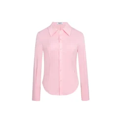 Three Quarters Logo Slim Fit Poplin Shirt Pink