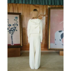 Three Quarters Oversized Straight-Leg Knit Pants Cream