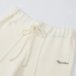 Three Quarters Oversized Straight-Leg Knit Pants Cream