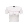 Three Quarters Rhinestone Logo Tee White