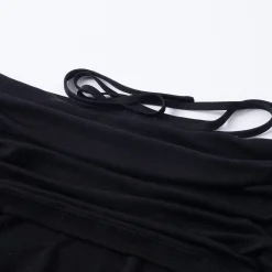 Three Quarters Strap Off-Shoulder Slim Top Black