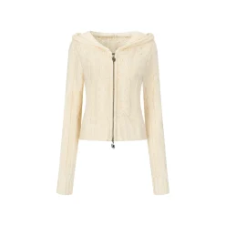 Via Pitti Big Hat Twist Shorts Knit Cardigan Beige