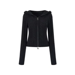 Via Pitti Big Hat Twist Shorts Knit Cardigan Navy Blue