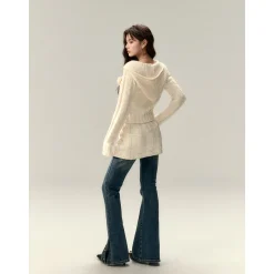 Via Pitti Big Hat Twist Shorts Knit Cardigan Beige
