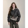Via Pitti Big Lapel Short Padded Jacket Gray