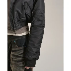 Via Pitti Big Lapel Short Padded Jacket Gray