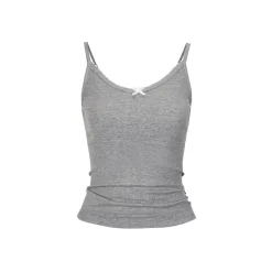 Via Pitti Bow Lace Patchwork Slip Vest Gray
