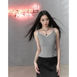 Via Pitti Bow Lace Patchwork Slip Vest Gray