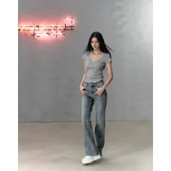 Via Pitti Bow Lace Patchwork T-Shirt Gray