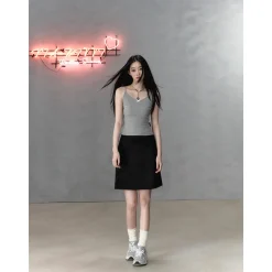 Via Pitti Bow Lace Patchwork Slip Vest Gray