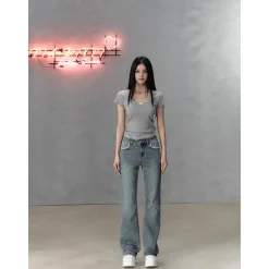 Via Pitti Bow Lace Patchwork T-Shirt Gray