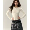 Via Pitti Bow-Knot Vest & Long Sleeve Slim Top Set White