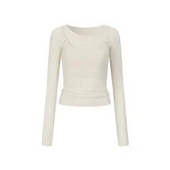 Via Pitti Bow-Knot Vest & Long Sleeve Slim Top Set White