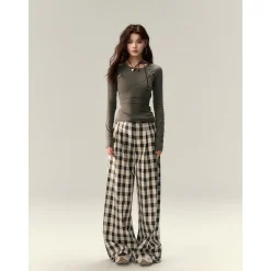 Via Pitti Bow-Knot Vest & Long Sleeve Slim Top Set Brown