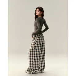 Via Pitti Bow-Knot Vest & Long Sleeve Slim Top Set Brown