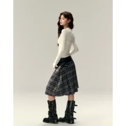 Via Pitti Bow-Knot Vest & Long Sleeve Slim Top Set White