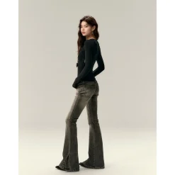 Via Pitti Bow-Knot Vest & Long Sleeve Slim Top Set Black