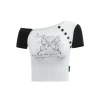 Via Pitti Butterfly Printed Diagonal Shoulder Tee White