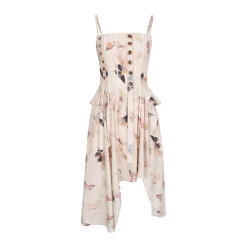 Via Pitti Butterfly Printed Irregular Lace Patchwork Dress