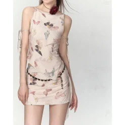 Via Pitti Butterfly Printed Tie Vest Top