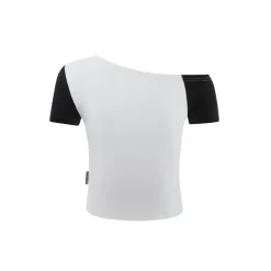 Via Pitti Butterfly Printed Diagonal Shoulder Tee White