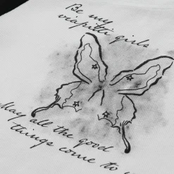 Via Pitti Butterfly Printed Diagonal Shoulder Tee White