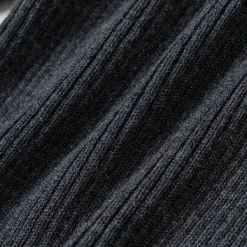 Via Pitti Button Knit Short Slim Top Dark Gray