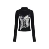 Via Pitti Color Blocked 3D Lace Patchwork Top Black