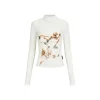 Via Pitti Color Blocked 3D Lace Patchwork Top White