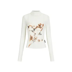 Via Pitti Color Blocked 3D Lace Patchwork Top White