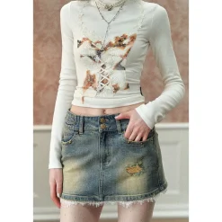 Via Pitti Color Blocked 3D Lace Patchwork Top White