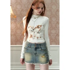 Via Pitti Color Blocked 3D Lace Patchwork Top White