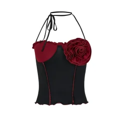 Via Pitti 3D Rose Flower Halter Slip Vest