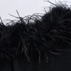 Via Pitti Detachable Ostrich Feather Knit Top Black