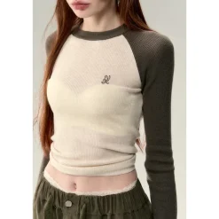Via Pitti Embroidery Logo Knit Top Beige