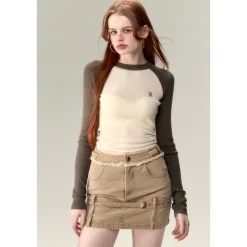 Via Pitti Embroidery Logo Knit Top Beige