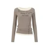 Via Pitti Fake-2-Piece Patchwork Letter Printed Top