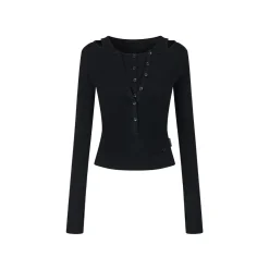 Via Pitti Fake-2-Piece Two-Way Slim Top Black