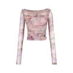 Via Pitti Gradient Off Shoulder Slim Mesh Top