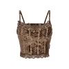 Via Pitti Heavy Lace Velvet Vest Brown