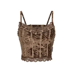 Via Pitti Heavy Lace Velvet Vest Brown