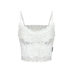 Via Pitti Heavy Lace Velvet Vest White