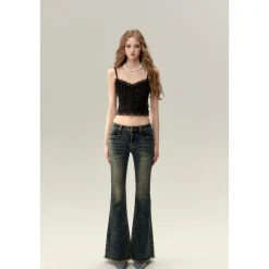 Via Pitti Heavy Lace Velvet Vest Black