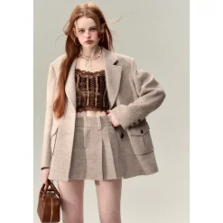 Via Pitti Heavy Lace Velvet Vest Brown