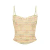 Via Pitti Heavy Plaid Bow Gauze Slip Vest Yellow