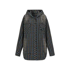 Via Pitti Heavy Washed Distressed Hooded Plaid Shirt