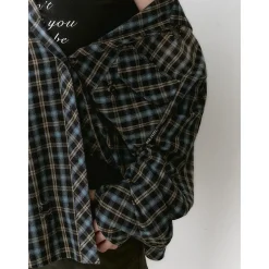Via Pitti Heavy Washed Distressed Hooded Plaid Shirt