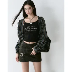 Via Pitti Heavy Washed Distressed Hooded Plaid Shirt