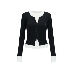 Via Pitti 2-in-1 Long-Sleeve Knit Sweater Black/White