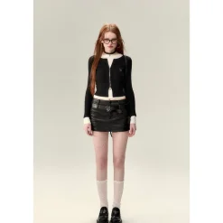 Via Pitti 2-in-1 Long-Sleeve Knit Sweater Black/White